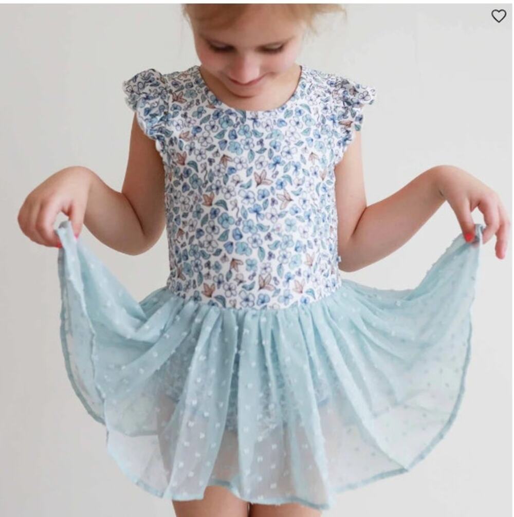 NEW! Caden Lane Swiss Dot Leotard in Ballerina Blossoms (4T)